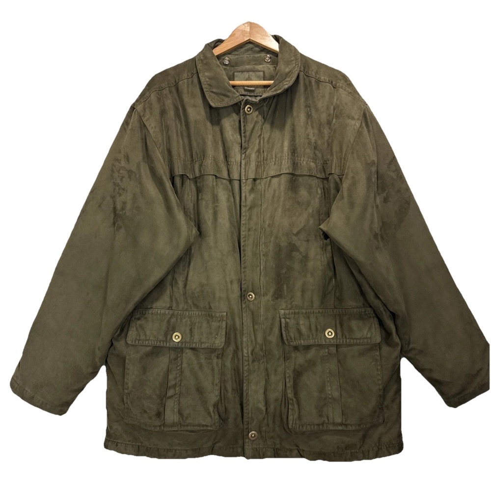 Rainforest Suede Zip Button Down Jacket Men XL VTG‎ 90s Full Zip Removable Lined